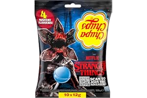 ‎CHUPA CHUPS Chupa Chups Stranger Things The Upside Down Lutscher, 10 Lollies im Beutel in 4 Sorten, limitierte Edition, als Geschenk oder für Partys, 10 x 12g