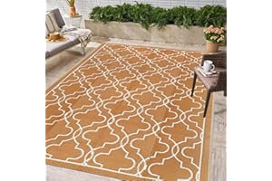 Cekene Tapis d'extérieur Terrasse Imperméable 150x245cm Polypropylène Tapis de Camping Pliable Blocage UV Tapis de Balcon Motif géométrique Tapis pour Jardin Plage Pique-Nique Brun Clair