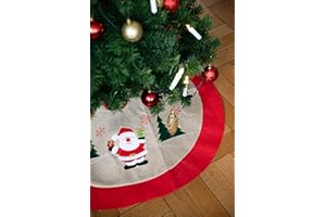 ‎HEITMANN DECO HEITMANN DECO - runde Baumdecke - Tannennadeln-Schutz - Tannenbaum-Unterlage - Weihnachten - Santa - Rot, Natur