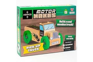 Ash & Co Motor Makes Build a Wooden Truck | Woodwork Kit for Kids | Fun Craft kit for Boys and Girls Age 6+ (Pick-Up Truck/Green)