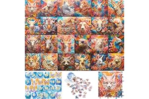BTLIN Advent Calendar Puzzle 2024, 3D Visual Puzzle for Adults and Kids, 24 Day Christmas Countdown with 24 Animal Shaped Jigsaw Puzzle, 1008 Pieces