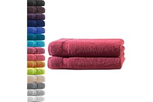 HOMETEX PREMIUM TEXTILES 2X Duschtuch | Bordeaux | 100% Baumwolle Frottier | Oeko-TEX® Standard 100 | Premium Qualität 500 g/m²