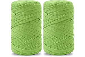 Vincona Hilo de Camiseta Crochet 2x200 g, Hilo para Crochet, Ideal para Bolsos, Cestas, Adornos de pared, Decoración del hogar y Manualidades-Verde manzana 10