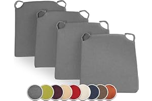 sunnypillow 4er Set Stuhlkissen mit Klettverschluss Polsterauflage Auflage für Stühle - Indoor/Outdoor - Sitzkissen Sitzauflage - Maße: 42 (vorne) | 35 (hinten) x 40 x 5 cm - Grau
