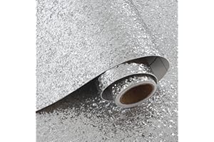 VaryPaper Papel Pintado Autoadhesivo con Purpurina Papel Pintado Plata 40cmx200cm Papel Tapiz Paredes Vinilos Adhesivos Para Muebles Papel Adhesivo Para Armarios Dormitorio Escaleras Techo Decorar