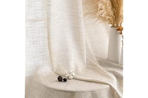 ‎MIULEE MIULEE Vorhang Gardinen Leinen mit ösen Voile Vorhänge Leinenoptik Gardinen Wohnzimmer Modern Fensterschal Kinderzimmer küchengardinen Schlaufenschal 2er Set 140x245 cm Bräunlich Weiß