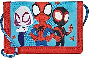 Undercover Spidey - Monedero para niños, niñas, adolescentes, 8 x 13 cm, bolsa de pecho, seguro para dinero y billetes, azul, Clásico