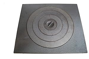 Sellon24® Placa de fundición para horno, sin tratar, hierro fundido, anillo de hierro fundido, 46 x 40 cm