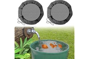 HELOVGE 2 Pièces Filet pour Citerne De Pluie,97cm Housse pour Tonneau De Pluie avec Cordon De Serrage,Housse pour Tonneau De Pluie Ronde,Protection Contre Les Moustiques Et Les Feuilles 97 Cm