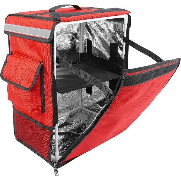 Sac à Dos Isotherme Noir 45x35x33 Cm - Pour Livraison Repas, Plats à Emporter, Pique-nique - Avec Séparateur Et Fixation Vélo/moto