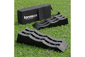 Farosun Stufen-Auffahrkeile für Wohnmobile & Camper – 2er-Set mit 3 Höhen (4/7/10 cm), Anti-Rutsch Gummistreifen & Tragetasche – 60,5×21×12 cm, 5000 kg Tragkraft
