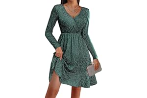 Zeagoo Kleid Damen Elegant Glitzerkleid V-Ausschnitt Partykleid Langarm Minikleid Festliche Paillettenkleid Cocktailkleid mit Rüschen S-XXL