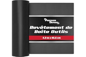 Precision Defined – Tapis Caoutchouc Antidérapant pour Servante d'Atelier, Boite Rangement Atelier, Tapis Fond de Tiroir – Épais, Découpable, Résistant – 40cm x 4,8m