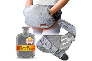 VOLILA Wearable Hot Water Bottle Belt 1.5L – Soft Wrap Around Heat Pack for Period Pain, Back Pain & Cramps – Adjustable & Washable (Grey)