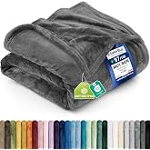 Utopia Bedding Flannel Fleece Blanket, Sofa Blanket - (Grey, 90x102 inches) | Microfibre Blanket - Warm Lightweight Warm Plai
