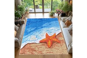 Tehocwiz Knüpfteppich Zum Selber Knüpfen 69 x102 cm Knüpfhaken-Sets für Anfänger, Tapisserie Teppich Knüpf-Sets Knüpfsets Latch Hook Kit Selbst Knüpfen Set für Erwachsene