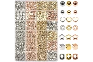 TOAOB THE ONE AND ONLY BABY TOAOB 3600 Pezzi Perline Braccialetti Distanziatori per Bigiotteria Fai da Te Acrilico Beads Rotonde Stella Cuore Cubo 4mm 6mm per Collana di Gioielli Argento Oro Rosa Dorate