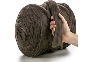 MeriWoolArt® Laine XXL 100 % mérinos, épaisseur 4 à 5 cm, pour feutrage humide ou à sec, pour tricoter une couverture épaisse avec les bras, laine pour couverture de bébé, bronze, 100 g