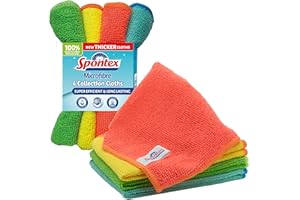 Spontex Microfibre Cloths for Cleaning | 4 Microfibre Collection Cleaning Cloths | For Use as Dusters, Dish Cloths & Kitchen Towels | 30 x 30cm | Assorted Colours | 4 Count