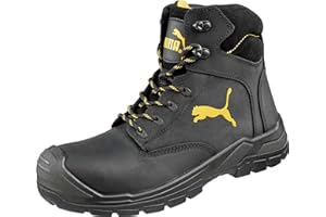 Puma Safety Shoes Borneo Black Mid S3 HRO SRC, Puma 630411-202 Unisex-Erwachsene Sicherheitsschuhe, Schwarz (schwarz/gelb 202), EU 45