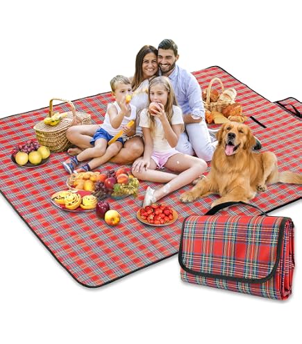 Couverture Pique-Nique 200×200 Cm Imperméable – Tapis Plage Portable Avec Poignée