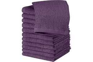 Utopia Towels Cotton Washcloths Set - 100% Ring Spun Cotton, Premium Quality Flannel Face Cloths, Highly Absorbent and Soft Feel Fingertip Towels (12 Pack, Plum)