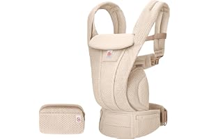 Ergobaby Omni Deluxe Bärsele för Nyfödd till Småbarn 0–48 Månader | Bärsele i Ventilerande Mesh med 4 Bärpositioner och Ergonomiskt Stöd, 3,2–20,4 kg, Natural