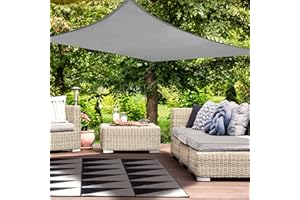 HAIKUS Tenda a Vela Impermeabile Rettangolare 3x5 m, Protezione Raggi UV 98%, Telo Ombreggiante 5x3 Impermeabile, Tenda da Sole per Esterno Giardino Terrazzo, Grigia