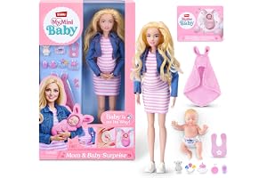 MY MINI-GRAVIDA DOLL (kaukasiska) -Series 1 | mini graviditetsdocka leksak med tillbehör till nyfödda, realistisk vårdande le