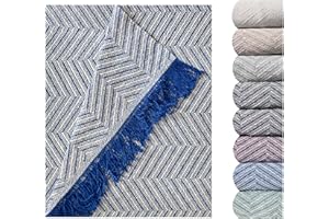 GFD - Colcha Multiusos Espiga para Sofá y Cama Algodón Poliéster, Manta Foulard Cómoda Práctica y Suave, Plaid para Cama Cubrecama, Cubre sofá (Azul, 230 x 260)