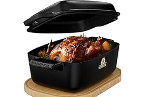 ‎K KAISERTAL KAISERTAL Gusseisen Bräter mit Deckel backofengeeignet – 28cm Schmortopf mit Deckel | Backofengeeignet, Induktion, Indoor & Outdoor | 7kg Gusseisen-Topf 6L – Cast Iron Pot für Bräter & Schmortöpfe