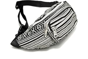 HCZ Riñonera Hippie Estilo étnico riñonera para Hombres Mujeres y niños,Multicolor Bolsa para Viajes, Festivales, Vacaciones, Senderismo, Correr, al Aire Libre, Camping (Negro)
