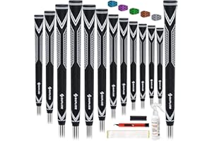 SAPLIZE High-Performance Rubber Golf Grips, High Shock Absorption, Non-Slip, 13 Grips with All Kits, Available in Standard/Mid/Jumbo Sizes, 6 Colours Option, CC10 Golf Club Grips