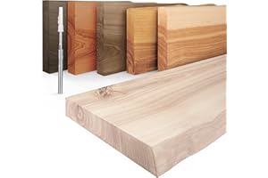 LAMO Manufaktur Estante de Madera con Borde Natural, Estante Flotante, Modelo Invisible, En Bruto 120cm, LW-01-A-001-120W