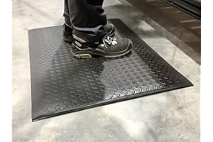 GLOBAL MATS SOFT STEP Ergo | Anti-Ermüdungsmatte | PROFI Komfort Arbeitsplatzmatte Rautenmuster | 100% Vinylschaum | 13mm hoch (60cm x 150cm, schwarz)