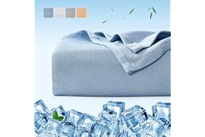 Luxear Coperta Letto Estiva Fresca 100% Fibra di Bambù 200 * 220cm, Arc-Chill® Coperta Estiva in Fibra di Raffreddamento Giapponese Q-MAX>0,3 Traspirante Morbido, Anti Statico, Allevia Sudore-Blu