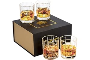KANARS 4 Pièces Verres à Whisky, Verre a Whiskey en Cristal pour Cognac, Scotch, Martini, Belle Boîte Cadeau, 300 ml