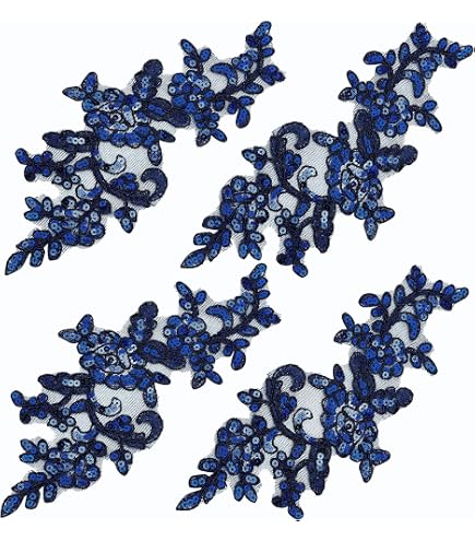 2 Pezzi Applicazioni Ricamo Fiori Peonia - Foglie Rosso E Blu, 21-32 Cm, Per Abiti Da Sera, Sposa, Decorazioni Fai Da Te