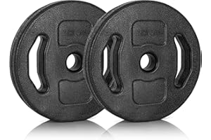 Ultrasport Ensemble de disques d'haltères, 4 poids d'haltères en ensemble, 15 kg ou 25 kg, pour haltères courts et barres d'haltères longues, avec poignées, ensemble complet en métal de 30 kg