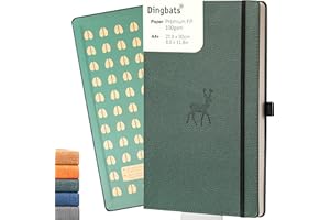 DINGBATS* NOTEBOOKS Dingbats* - Faune Carnet de Notes A4 Extra-large Quadrillé - Couverture Rigide, Journal en Cuir PU - Fermeture élastique, Porte-stylo, Marque-page