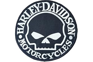 LSM Harley Davidson Skull Circular Black - Parche bordado para motocicleta/motociclista