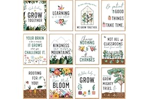 CARSON DELLOSA EDUCATION Carson Dellosa Grow Together 12 Posters Motivational Mini Posters for Classroom Set, Inspirational Greenery Classroom Posters for Bulletin Board, Homeschool, Classroom Décor, and Office Décor