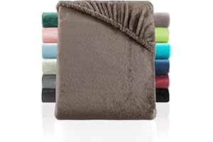 ‎BASATEX BaSaTex Cashmere Touch Plüsch Premium Kinder Spannbettlaken - SUPER Soft Flauschiges Winter Spannbetttuch Nicky Teddy - wärmendes Bettlaken | 70x140 cm | Farbe: Taupe