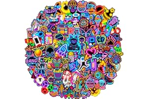 ‎KEDIKAMODI Aufkleber 100 Stück Cool Neon Sticker Set, Wasserfeste Vinyl Aufkleber, Sticker für Laptop Scrapbook Handy Journal Tasse Skateboard Macbook Ipad Planner Snowboard Koffer Fahrrad Notebook Scooter usw