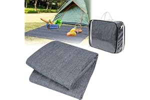 FIVMEN Alfombra para tienda de campaña, 300 x 300 cm, antideslizante, lavable, con agujeros, estacas y bolsa de transporte, color gris y azul