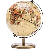 Exerz 14cm World Globe Mini Antique Globe - Educational/Geographic/Modern Desktop Decoration - 14cm Diametre Metal Arc and Ba