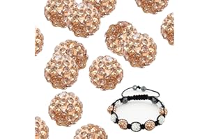 ARTNOVA Confezione da 20 palline (arancione) stile "Discoball", strass Beads. Gioielli con diamanti scintillanti da 10 mm - Varietà di colori per creare braccialetti e gioielli personalizzati. Palline a