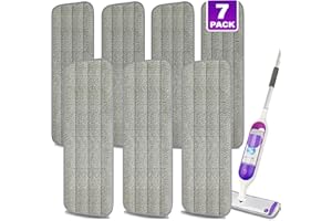 7 Pack Reusable Microfibre Mop Pads for Spray Mops - MEXERRIS Spray Wet Mop Pads Washable Reusable for 13''-15'' Spray Floor Mops - Mopping Pads for Hardwood Tile Wood laminate Vinyl