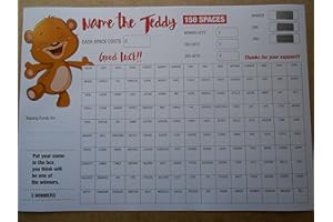 DWL NAME THE TEDDY SCRATCH CARD X1 (COLOURED)- 150 SPACES- 3 CHANCES TO WIN- RAISE £75