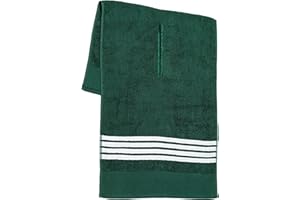 GOLF GUYS The Tour Towel | Large Golf Caddy Towel Terry Cloth, Absorbent 19" x 44", Center Cut, Perfect Hang Golf Cart Accessory and Golf Bag, Green with White Stripes